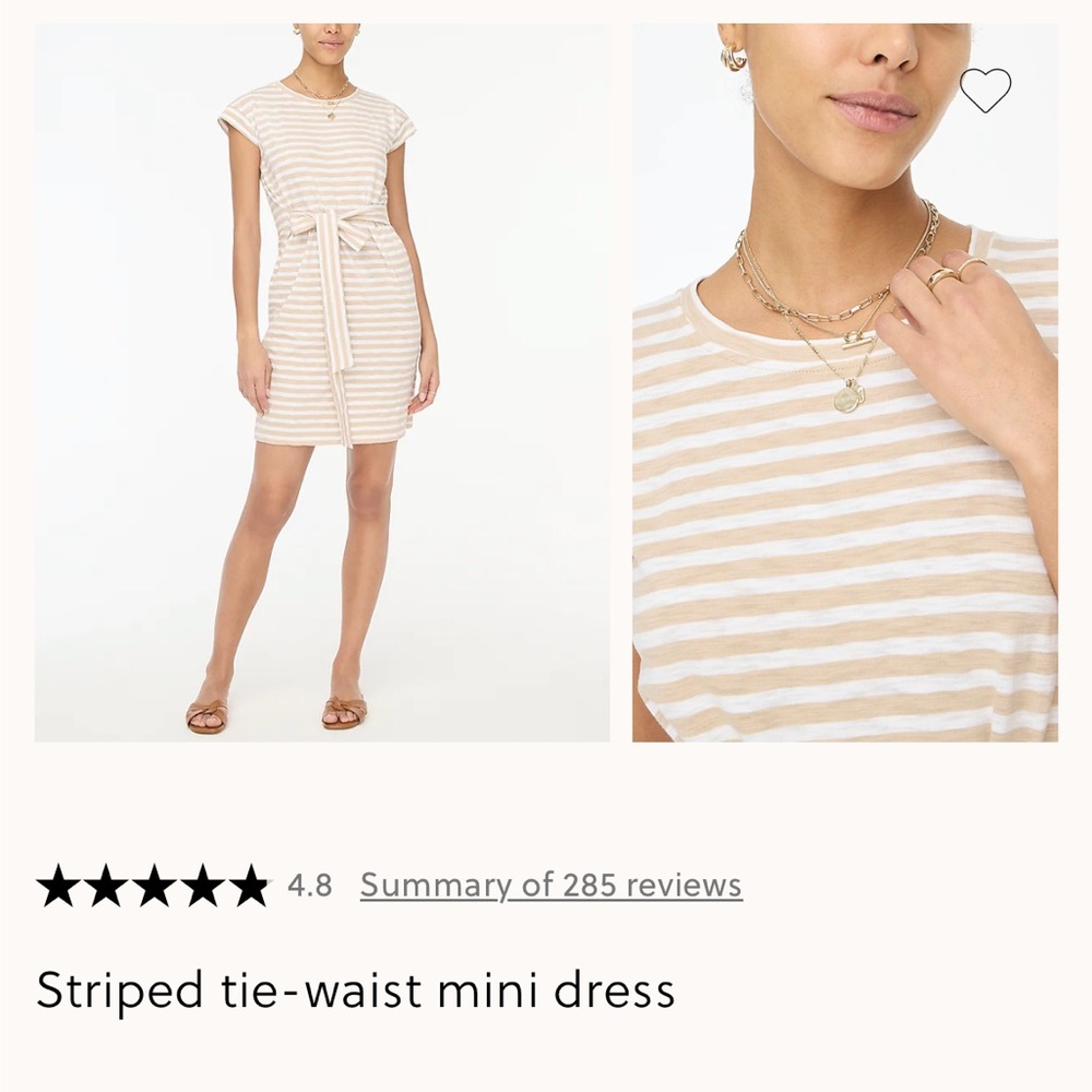 J. Crew Factory Beige and White Striped Mini Dress